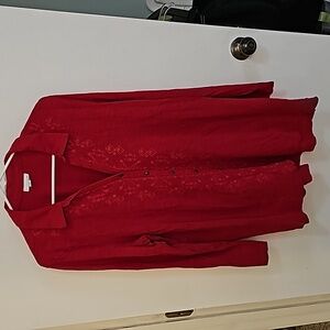 J. Jill Tunic Long Top. 100% Cotton. Size XL. Button front. Embroidered Stitch.